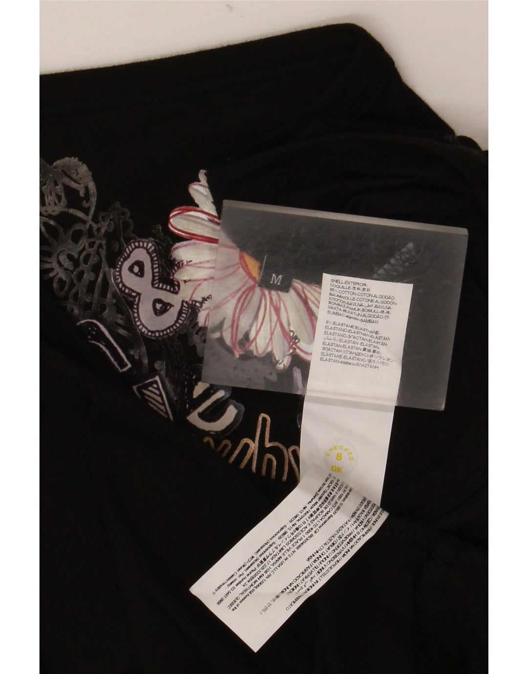 Desigual damska sukienka o linii A UK 12, średnia czarna w kwiaty i kolorowa