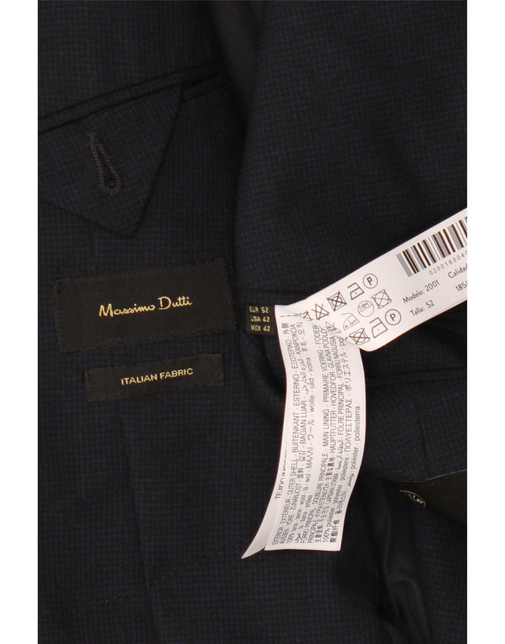 Męska marynarka zapinana na 2 guziki Massimo Dutti EU 52 Duża granatowa wełna