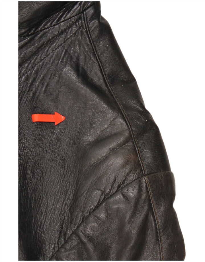 Vintage damska kurtka skórzana UK 16, duża czarna skóra