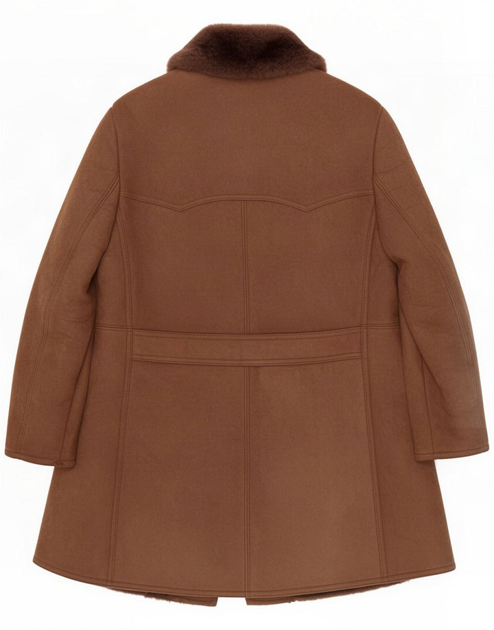 Męski płaszcz z owczej skóry w stylu vintage IT 54 2XL Brązowy