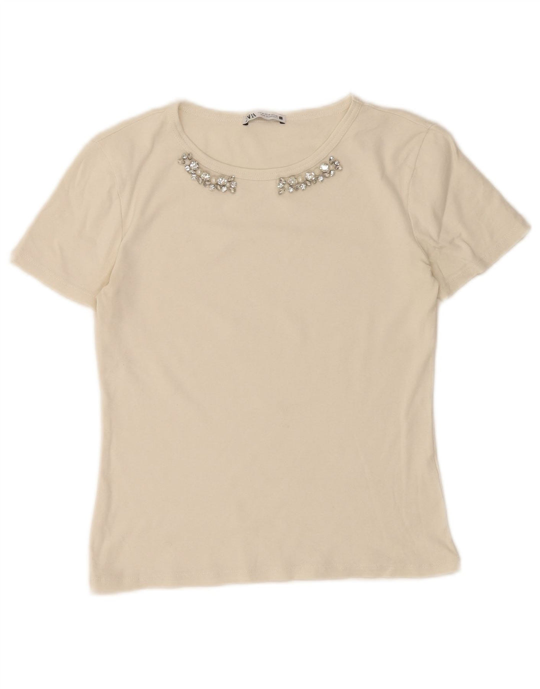 T-shirt damski Zara Top UK 12 Średni biały
