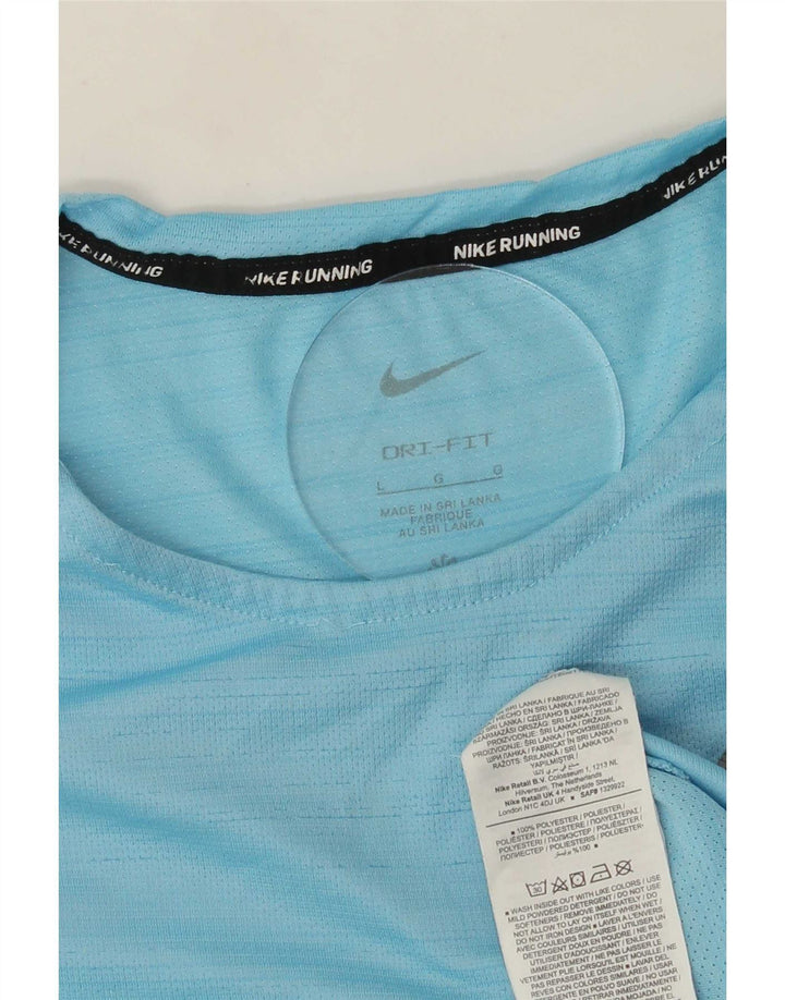 Męski T-shirt Nike Dri Fit, duży, niebieski, poliestrowy w prążki