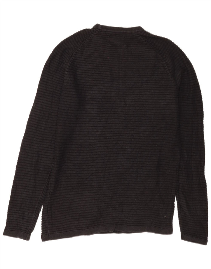 Męski sweter z okrągłym dekoltem Jack & Jones, średniej wielkości, czarny, bawełniany