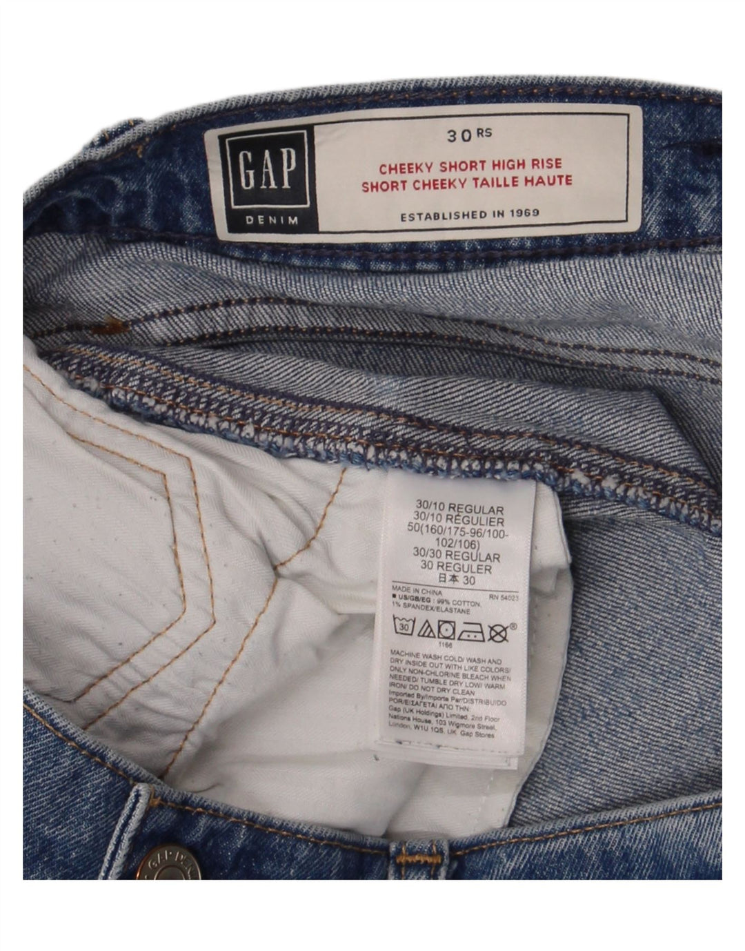Damskie spodenki jeansowe Gap W30 w kolorze średnioniebieskim, bawełniane