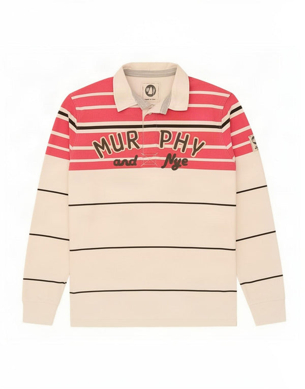 Męska koszulka polo do rugby z długim rękawem Murphy & Nye, XL, w białe paski