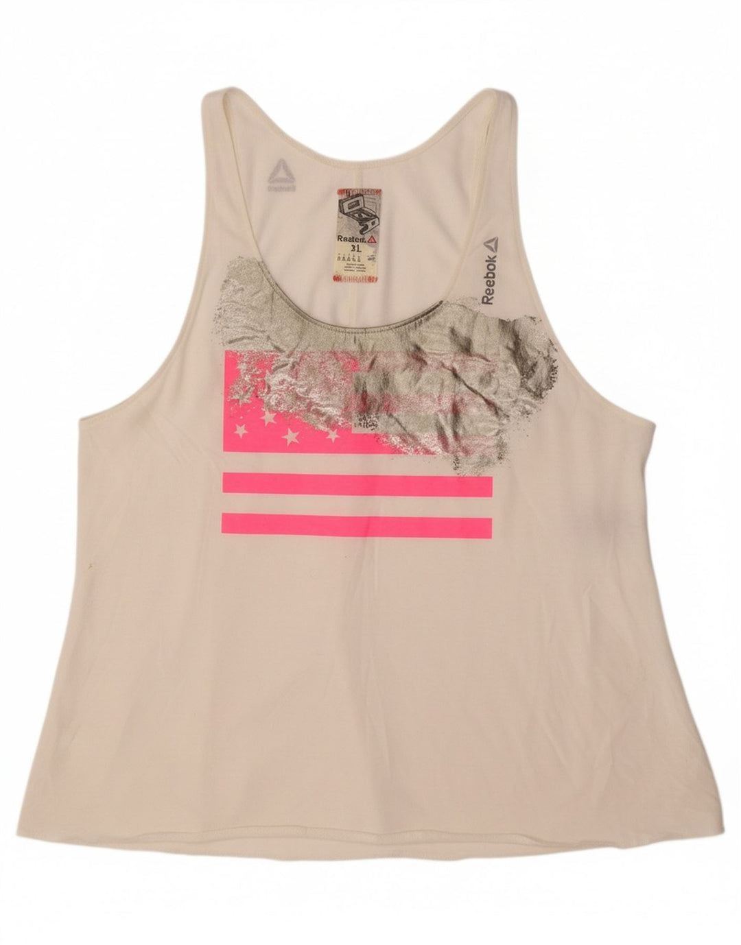 REEBOK Womens Graphic Vest Top UK 20/22 XL Off White Polyester