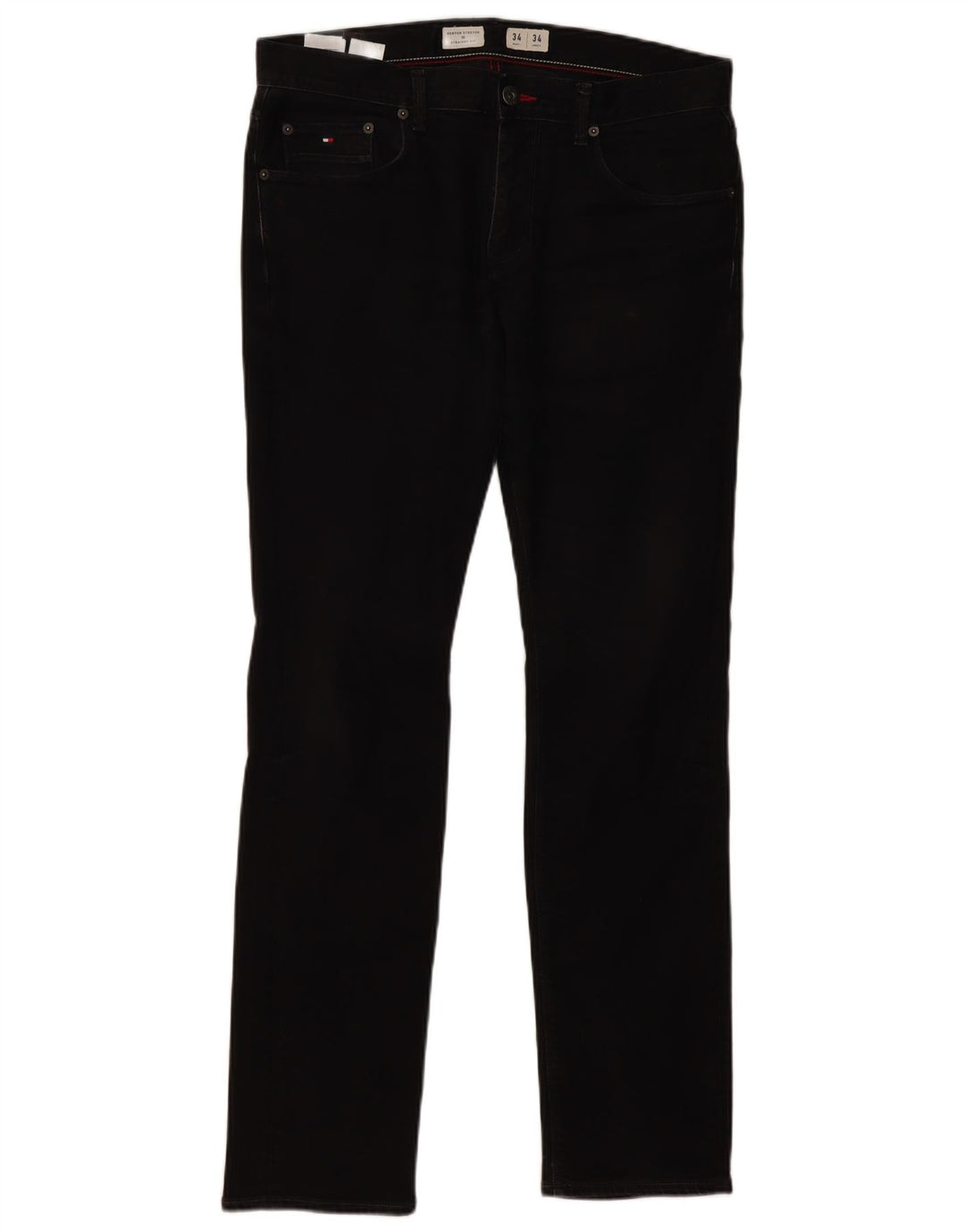 TOMMY HILFIGER Męskie proste dżinsy Denton W34 L34 Czarne bawełniane