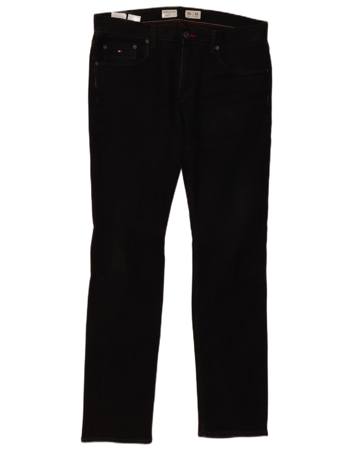 TOMMY HILFIGER Męskie proste dżinsy Denton W34 L34 Czarne bawełniane