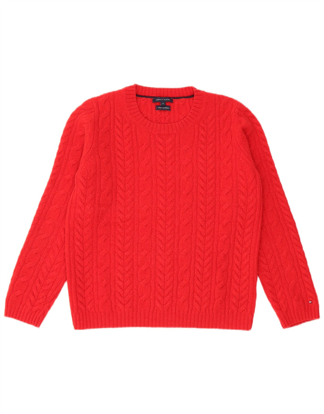 Damski sweter z okrągłym dekoltem Tommy Hilfiger UK 12, średnia czerwona wełna