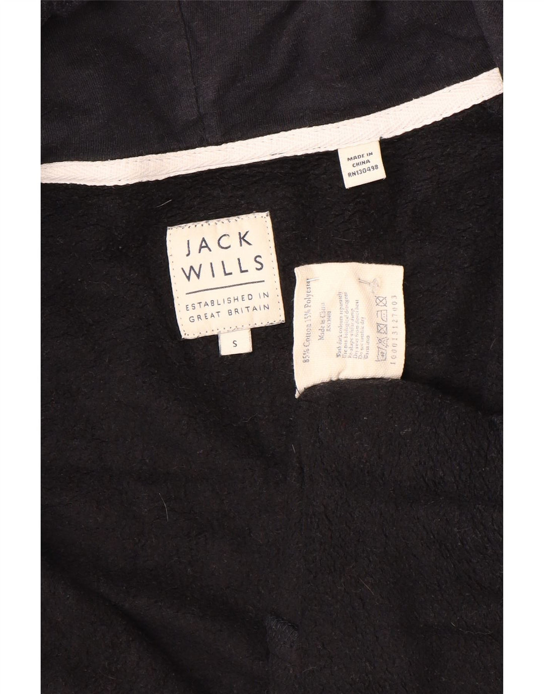 Męski sweter z kapturem i zamkiem błyskawicznym Jack Wills, mały, czarny, bawełniany
