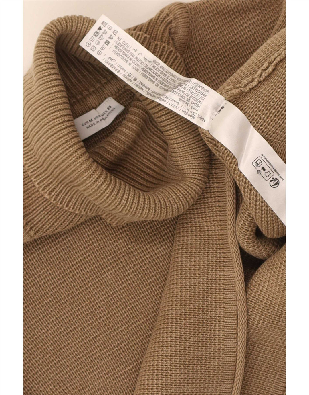 Damski sweter Zara z okrągłym dekoltem, UK 14, średni brązowy bawełniany