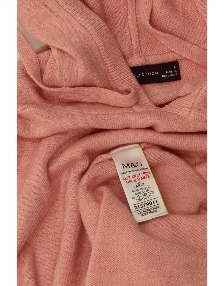 Marks & Spencer Damski sweter z kapturem, oversize, UK 16, duży, różowy