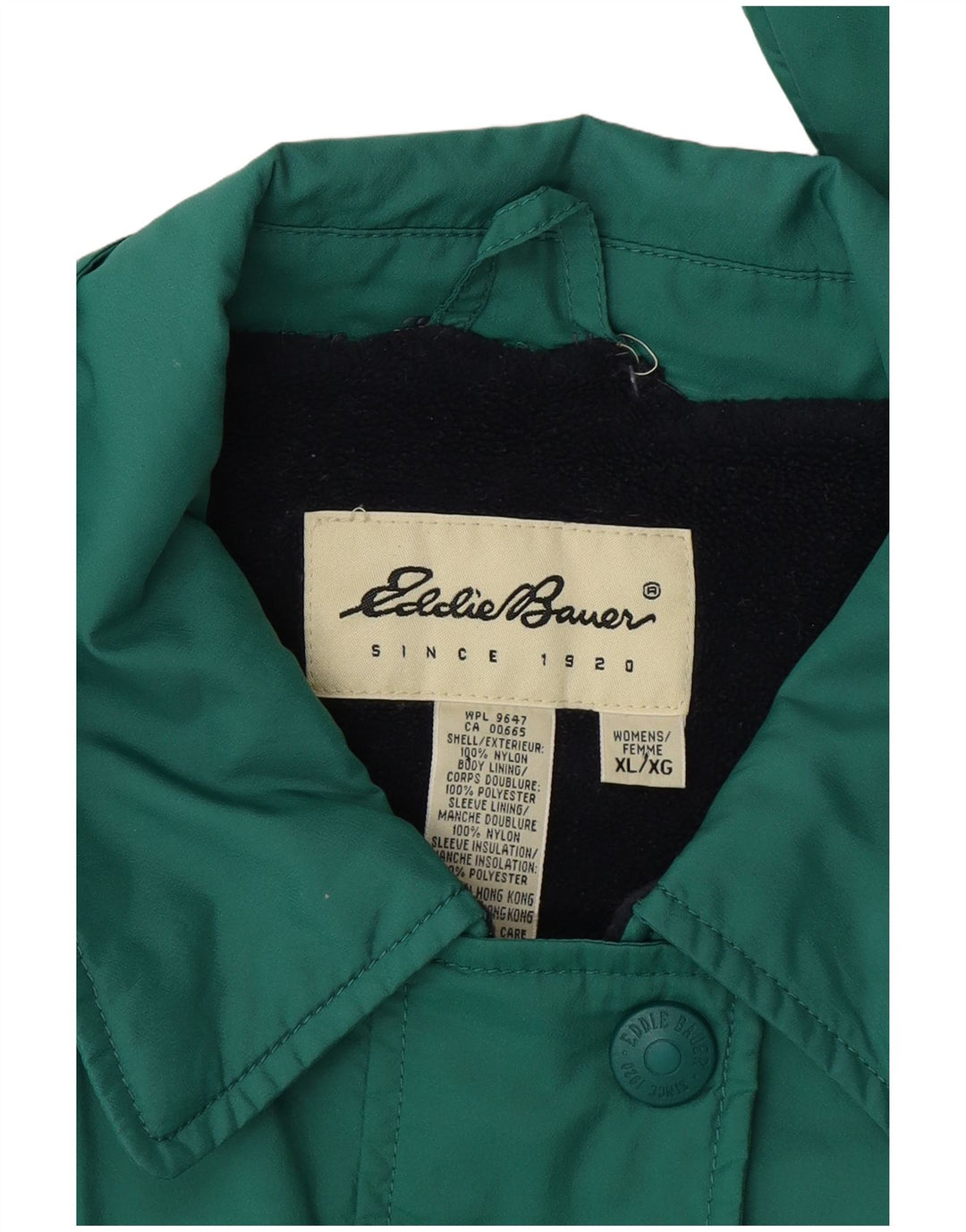 Damska kurtka wiatrówka oversize Eddie Bauer UK 18 XL, zielony nylon