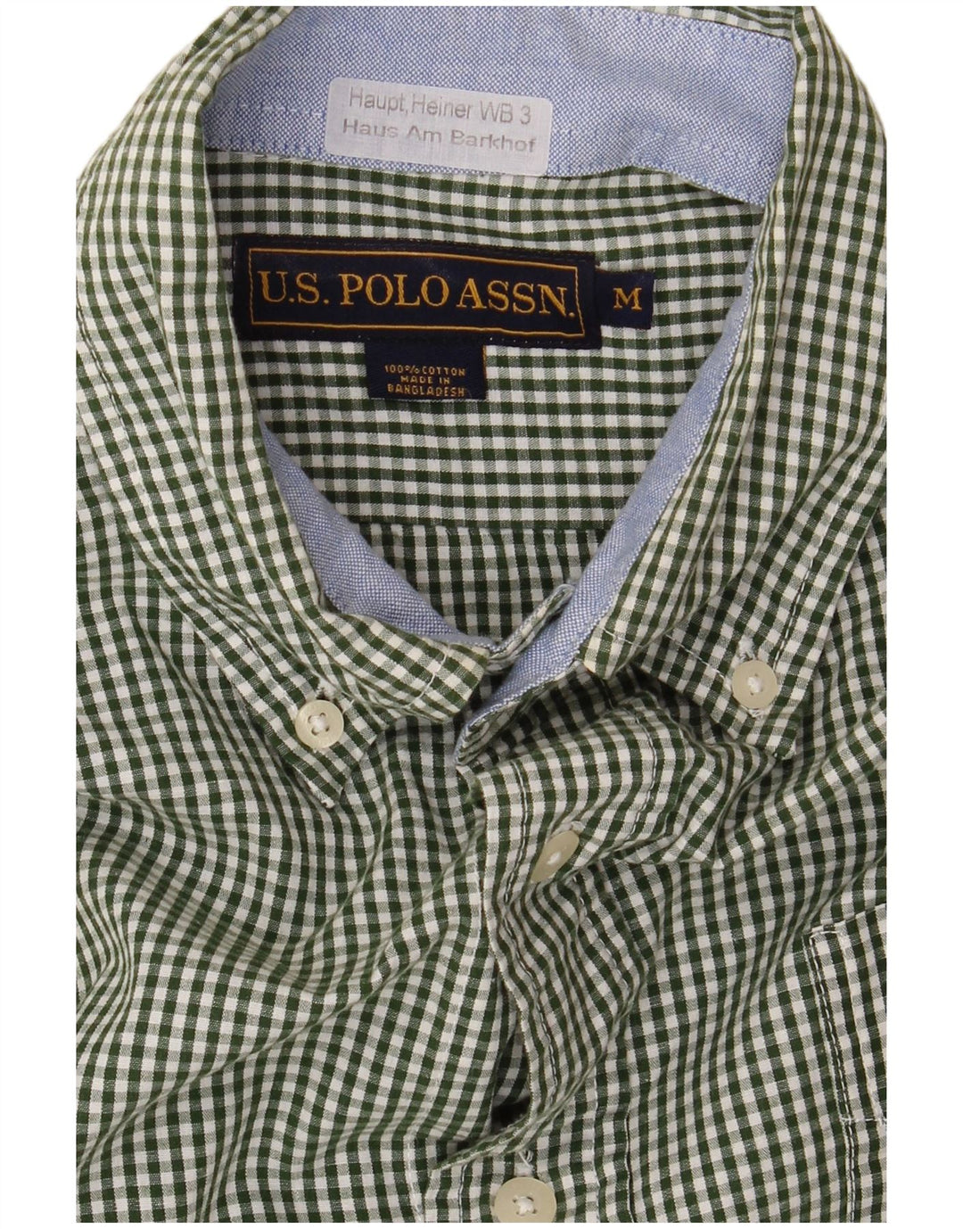 US POLO ASSN. Koszula męska, bawełna w kratkę, średnia zielona kratka