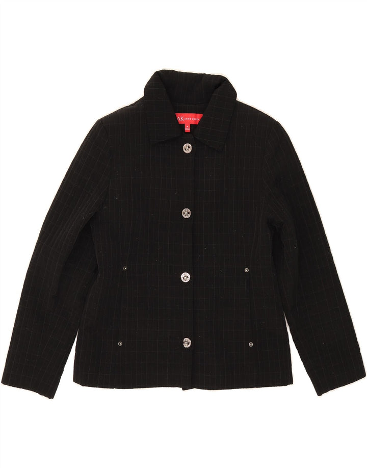 ANNE KLEIN Womens 4 Button Blazer Jacket UK 14 Medium Black Check Vintage Anne Klein and Second-Hand Anne Klein from Messina Hembry 