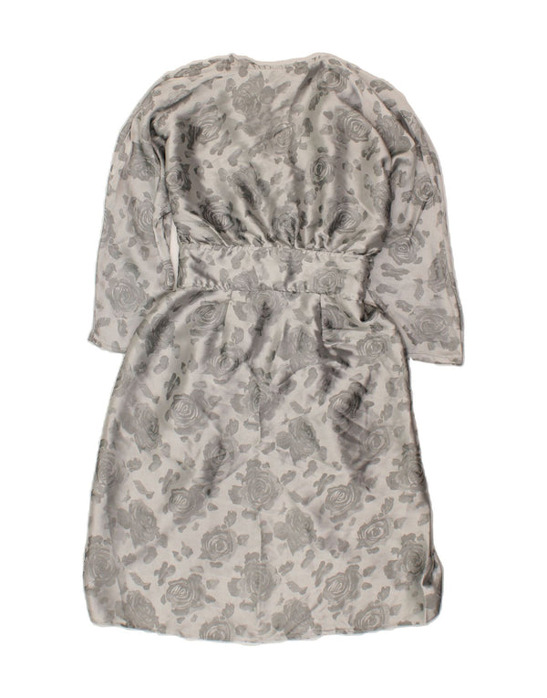 PAIGE Womens 3/4 Sleeve Peplum Dress UK 10 Small  Grey Floral Polyester