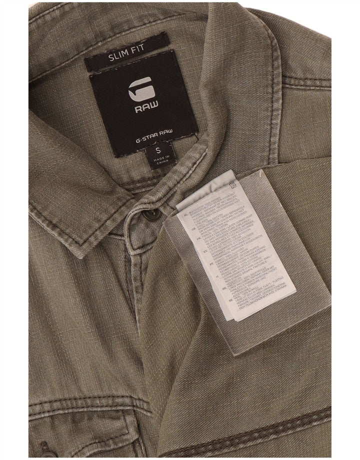 Koszula męska G-Star Slim Fit, mała, zielona, bawełniana