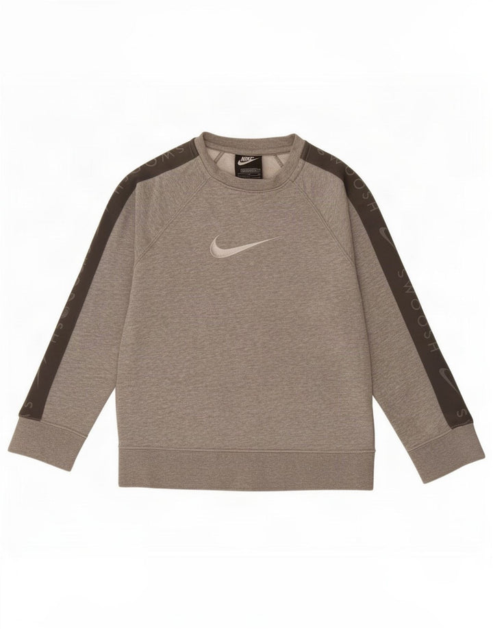 Chłopięcy sweter z grafiką Nike, 8-9 lat, mały, szary, bawełniany