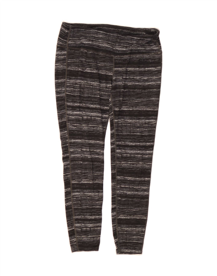 ATHLETA Womens Leggings UK 16 Large  Grey Striped Polyester Vintage Athleta and Second-Hand Athleta from Messina Hembry 
