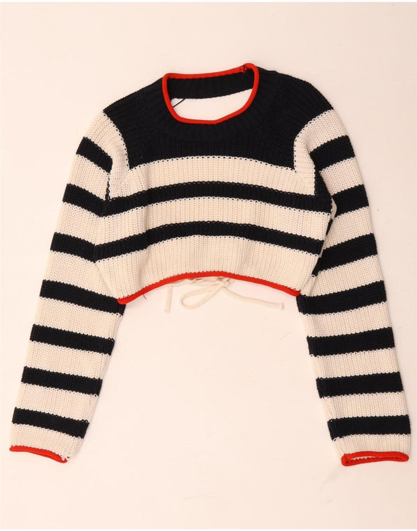 Damski sweter Zara z dekoltem w łódkę, UK 14, średnie czarne paski