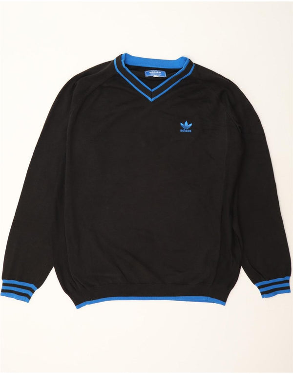 Adidas Męski sweter z dekoltem w serek XL, bawełniany, w czarne paski