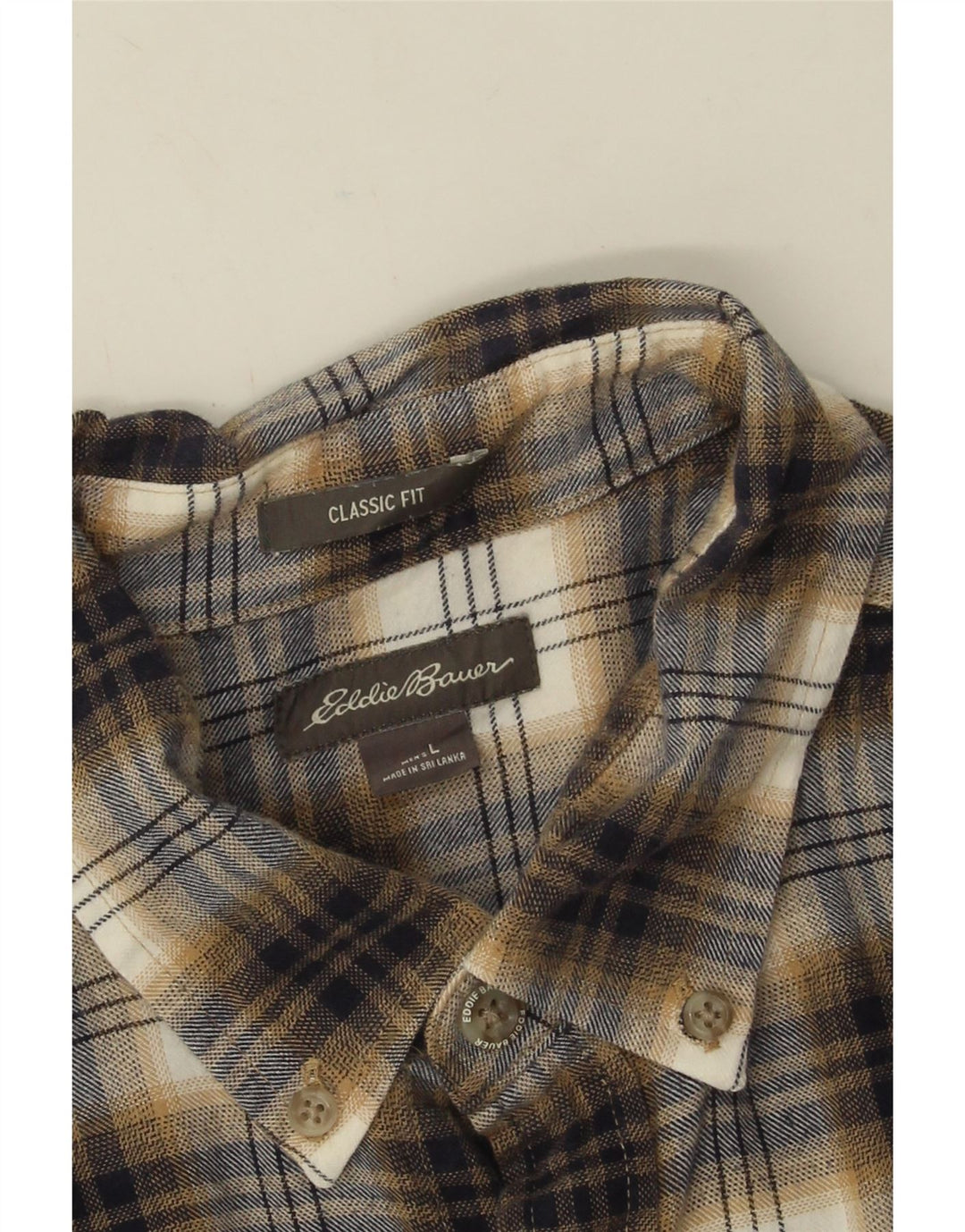Męska koszula flanelowa Eddie Bauer o klasycznym kroju, duża, brązowa, bawełniana w kratę