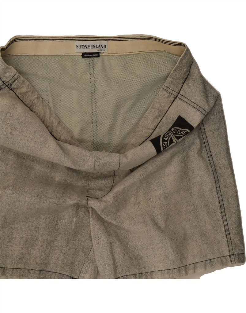 STONE ISLAND Mens Graphic Swimming Shorts IT 50 Large Grey Cotton Beach Vintage Stone Island and Second-Hand Stone Island from Messina Hembry 
