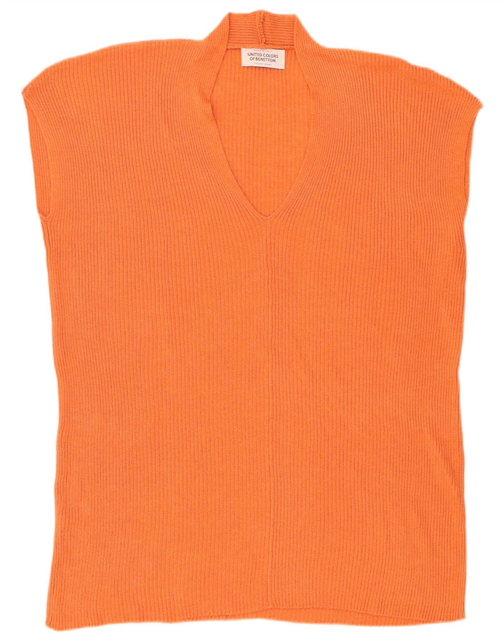 Damski podkoszulek bezrękawnik oversize Benetton UK 14 Średni pomarańczowy wiskoza