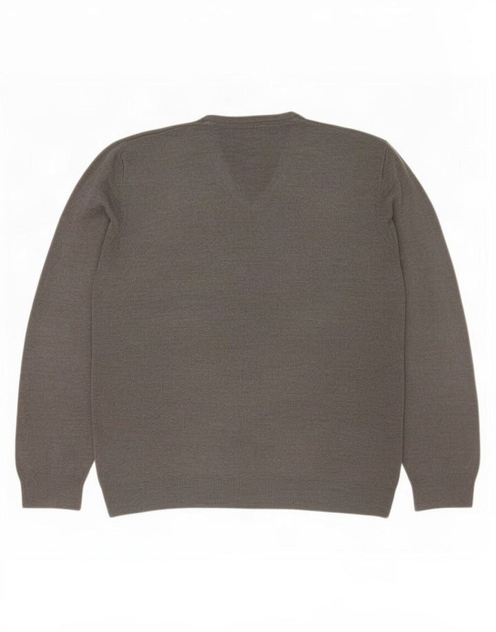 Marks & Spencer Męski sweter o regularnym kroju z dekoltem w kształcie litery V, XL, szary, akrylowy