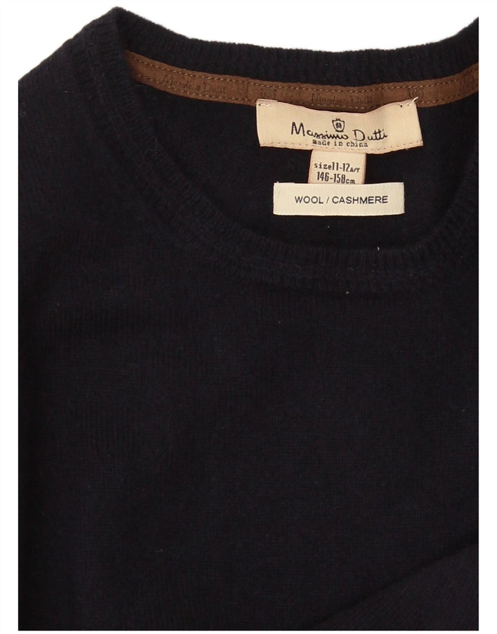 Sweter chłopięcy Massimo Dutti z okrągłym dekoltem, 11-12 lat, granatowo-wełniany