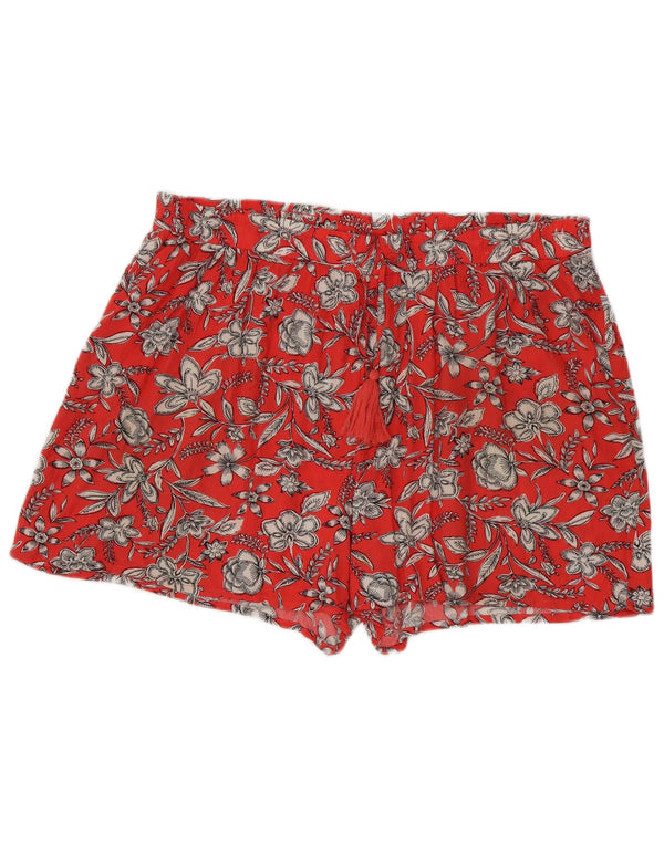 Marks & Spencer Damskie spodenki z wysokim stanem UK 18 XL W38 Czerwona wiskoza w kwiaty