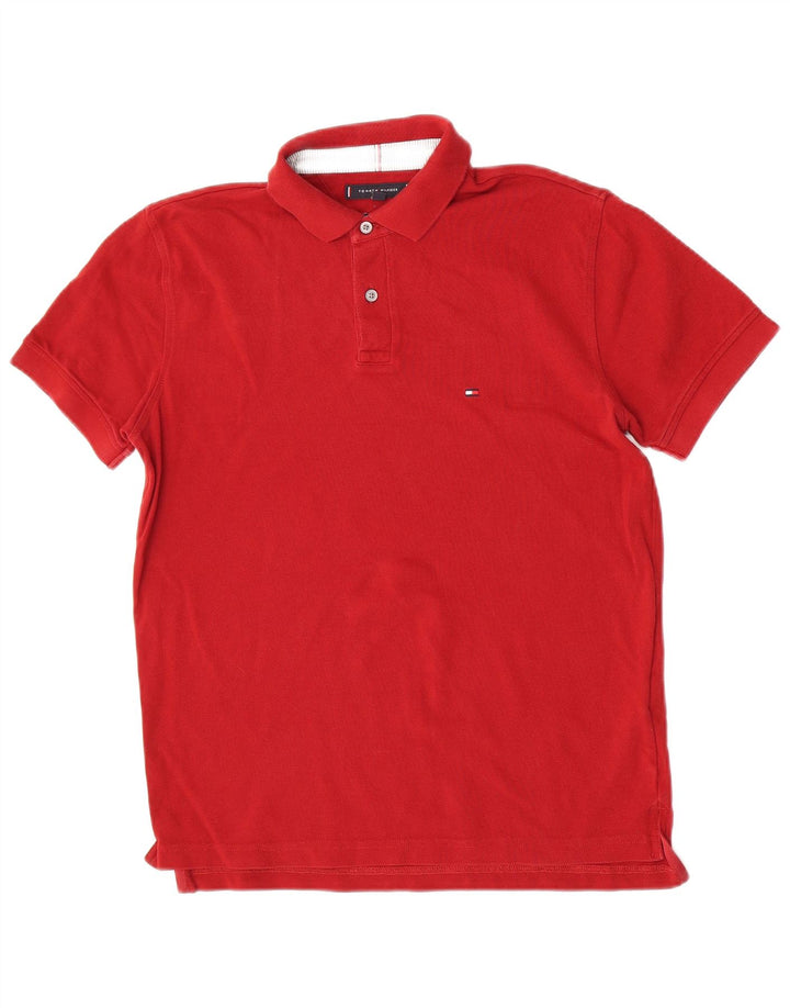 Męska koszulka polo Tommy Hilfiger o regularnym kroju, średnia, bordowa bawełna