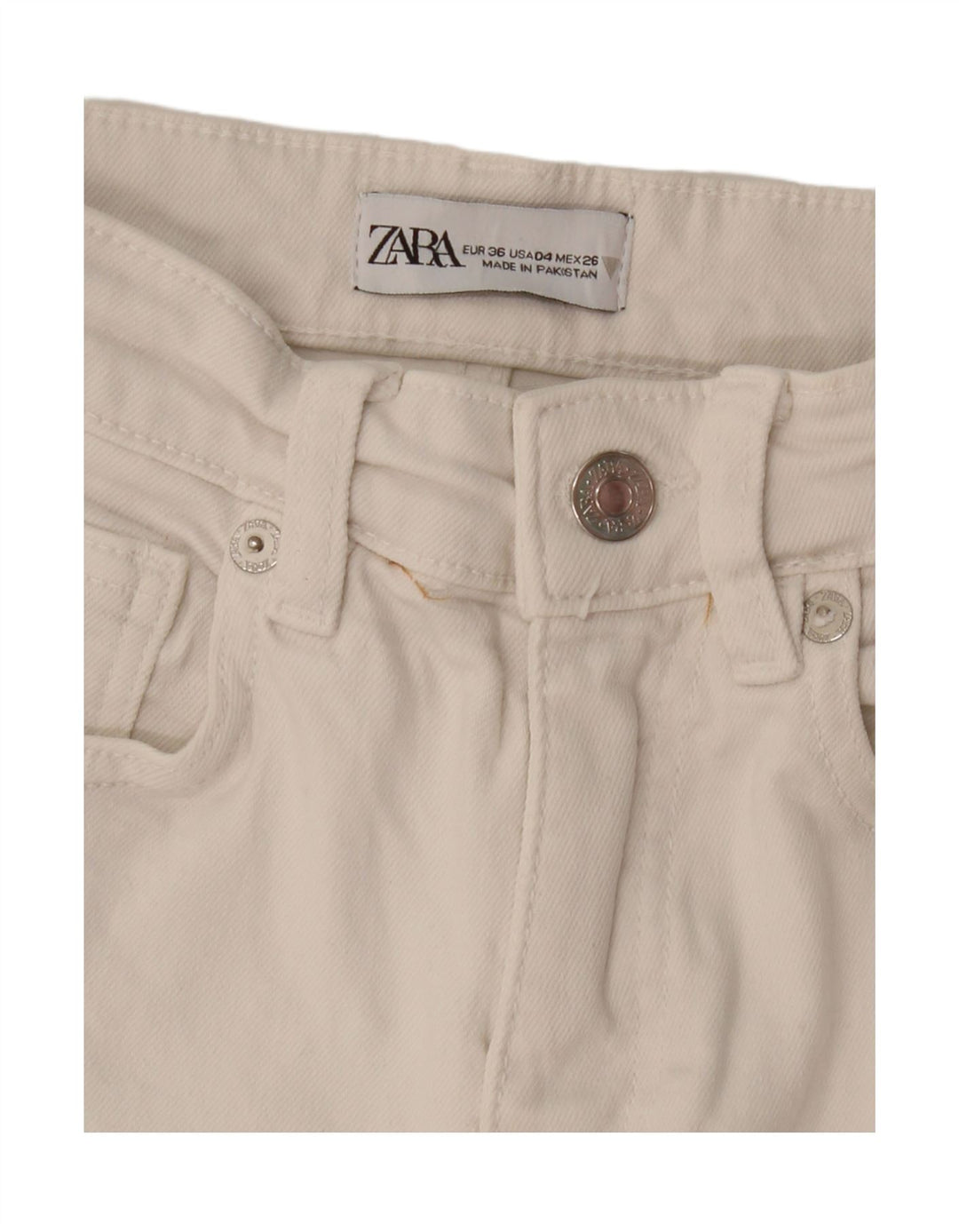 ZARA Womens Straight Jeans EU 36 XS W26 L26 White Vintage Zara and Second-Hand Zara from Messina Hembry 
