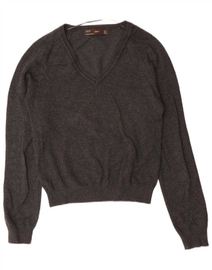 Zara Chłopięcy sweter z dekoltem w kształcie litery V, 7-8 lat, mały, szary, bawełniany