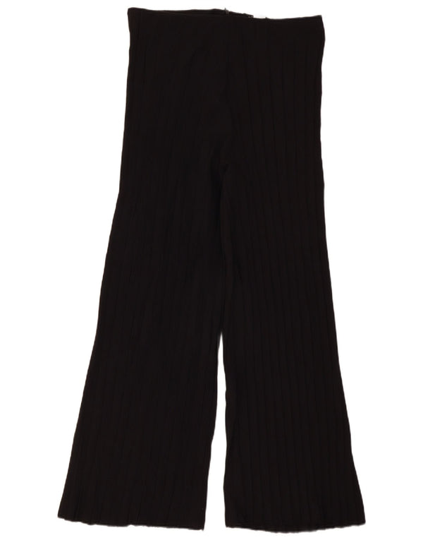 Damskie spodnie typu casual z wysokim stanem i szerokimi nogawkami Zara, duże W30 L29, czarne