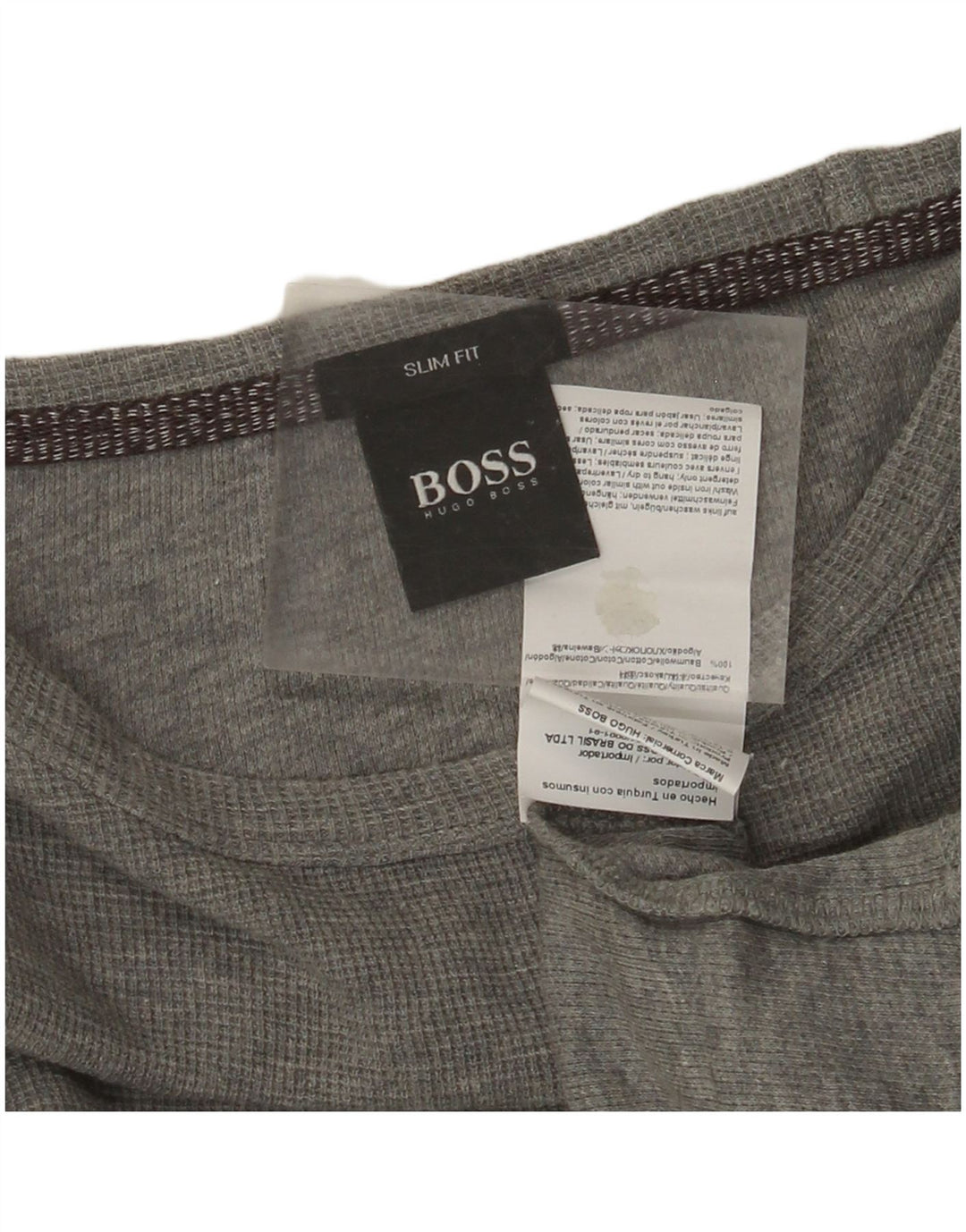 Męski top slim fit HUGO BOSS z długim rękawem, duży, szary, bawełniany