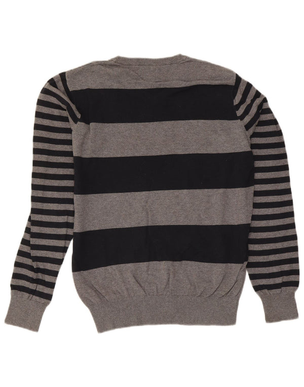 Męski sweter Jack & Jones z dekoltem w kształcie litery V, średnioszary, wykonany z tkaniny argyle/diamentowej bawełny