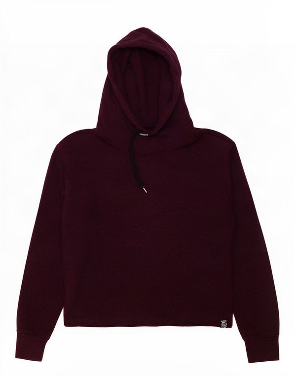 Damski sweter z kapturem Superdry UK 16, duży, bordowy, bawełniany