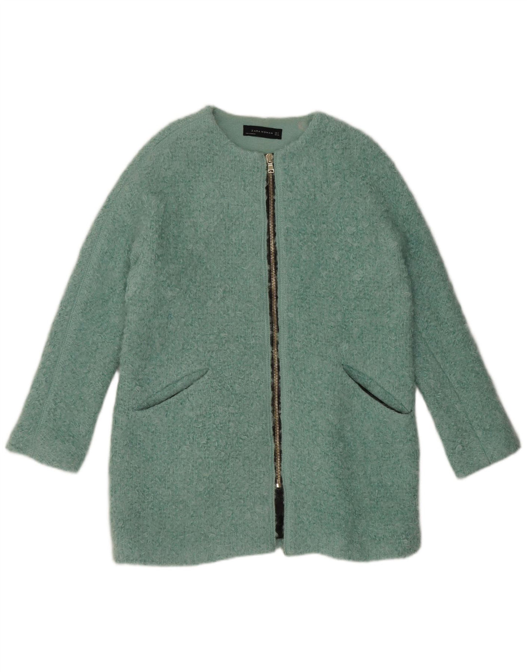Damski płaszcz oversize Zara UK 14, średni niebieski, bawełniany