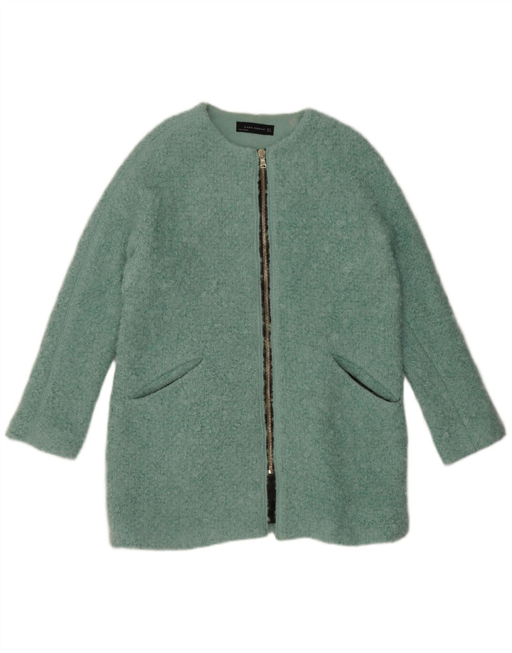 Damski płaszcz oversize Zara UK 14, średni niebieski, bawełniany