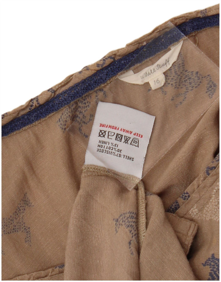 WHITE STUFF Damska graficzna sukienka o linii A UK 16 Duży beżowy nadruk zwierzęcy