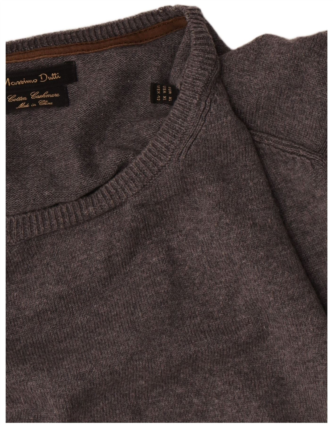 Męski sweter z okrągłym dekoltem Massimo Dutti XL, szary, bawełniany