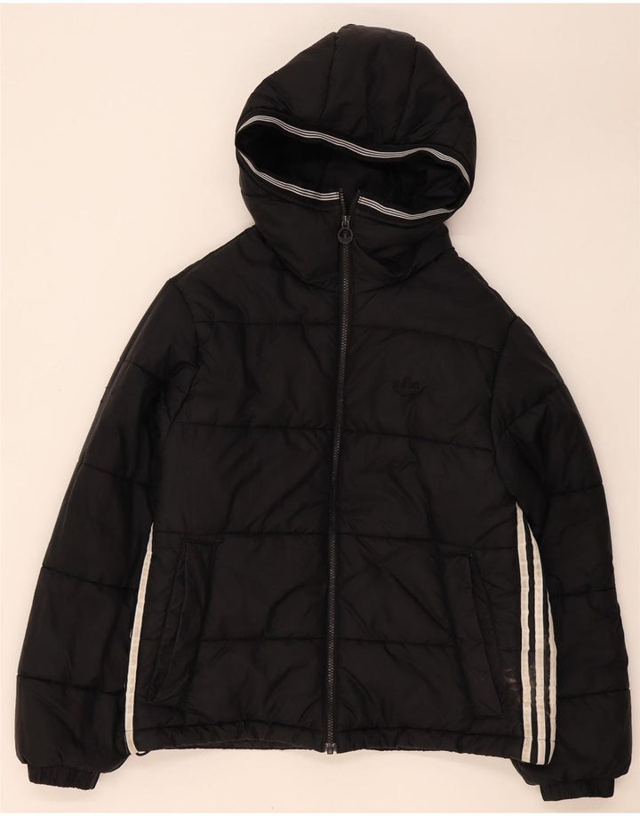 Damska kurtka z kapturem, oversize, wyściełana Adidas, UK 10, mała, czarna, poliester