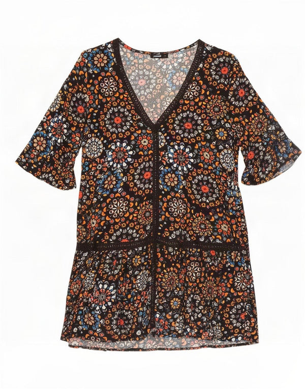 Damska sukienka plażowa Desigual z krótkim rękawem UK 18 XL, wielobarwna w kwiaty
