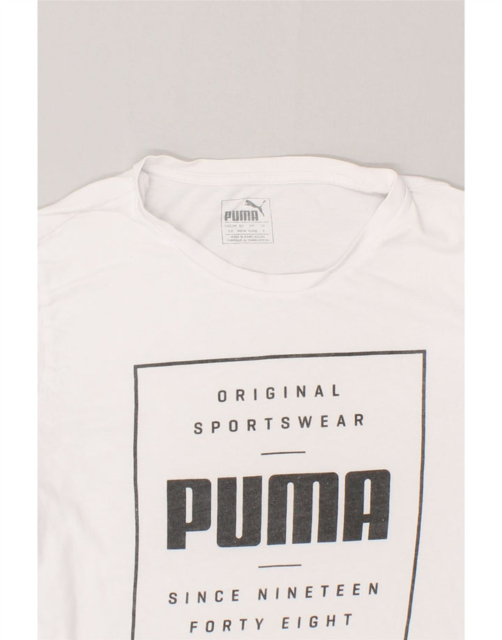 PUMA Mens Graphic T-Shirt Top Small White Cotton Vintage Puma and Second-Hand Puma from Messina Hembry 
