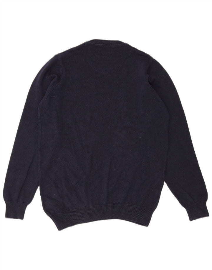 MARKS & SPENCER Męski sweter z okrągłym dekoltem, mały, granatowy, bawełniany