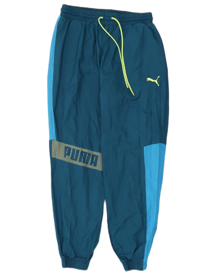 Męskie spodnie dresowe Adidas z grafiką, średnioniebieskie, bloki kolorów