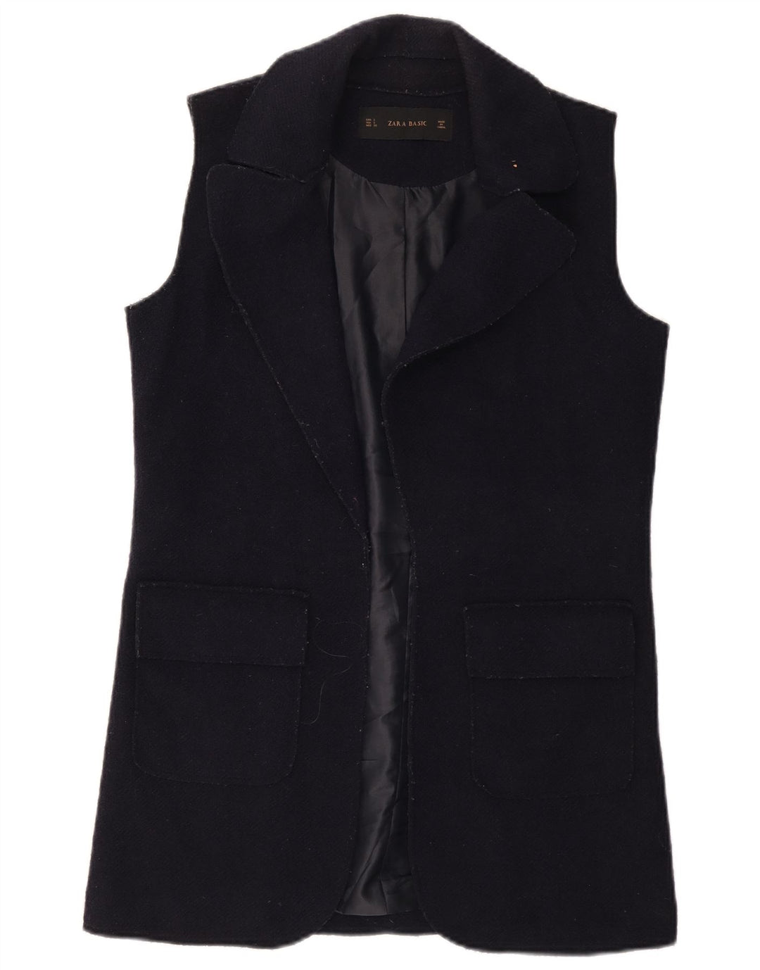Bezrękawnik damski Zara Longline Open UK 10 Small, granatowy, wełniany
