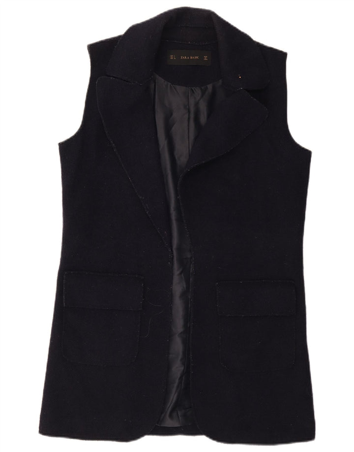 Bezrękawnik damski Zara Longline Open UK 10 Small, granatowy, wełniany