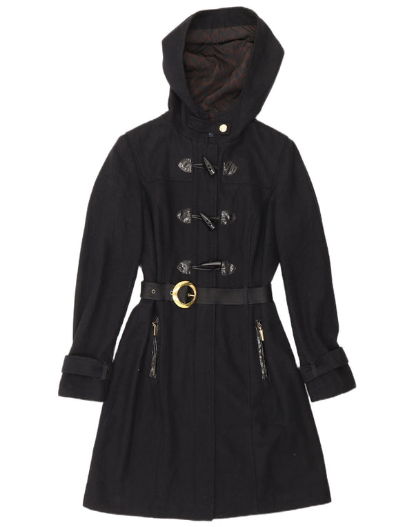 Damski płaszcz z kapturem CACTERE UK 10, mały, granatowy, wełniany